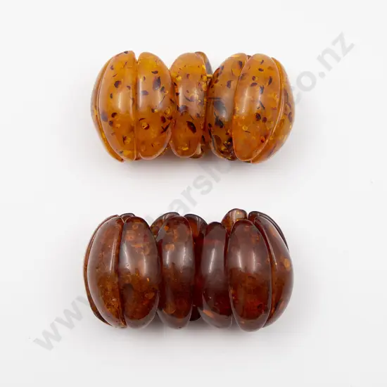 Two Vintage Amber Plastic Bangles