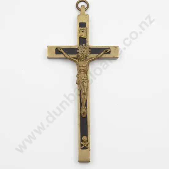 Vintage Brass and Ebony Crucifix