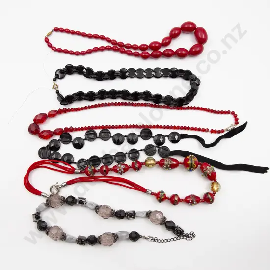 Six Various Vintage and Modern Bead Necklaces