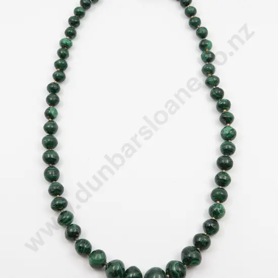 Single Strand Graduated Malachite Bead Necklace