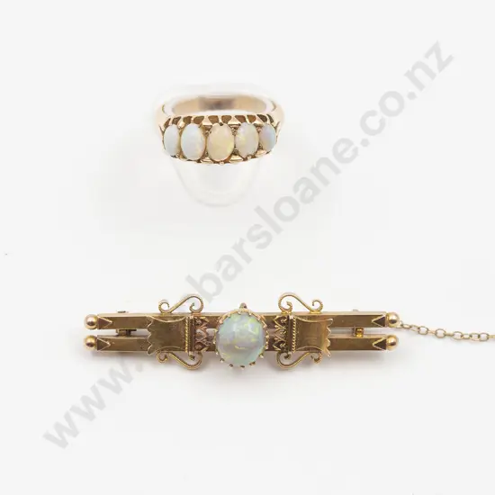 Edwardian 9ct Opal Bar Brooch