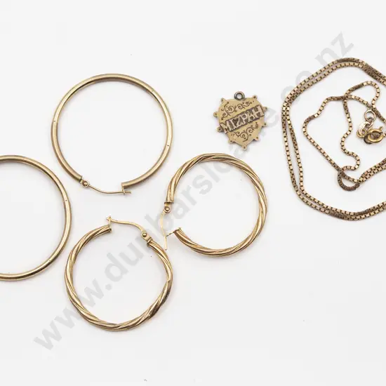 Two Pair 9ct Hoop Earrings