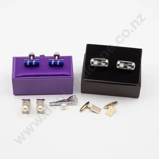 Four Sets Cufflinks & Tie Clip