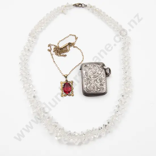 Vintage Single Strand Faceted Crystal Necklace with s/s vesta