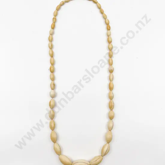 Victorian Single Strand Graduated Ivory Lozenge Bead Necklace