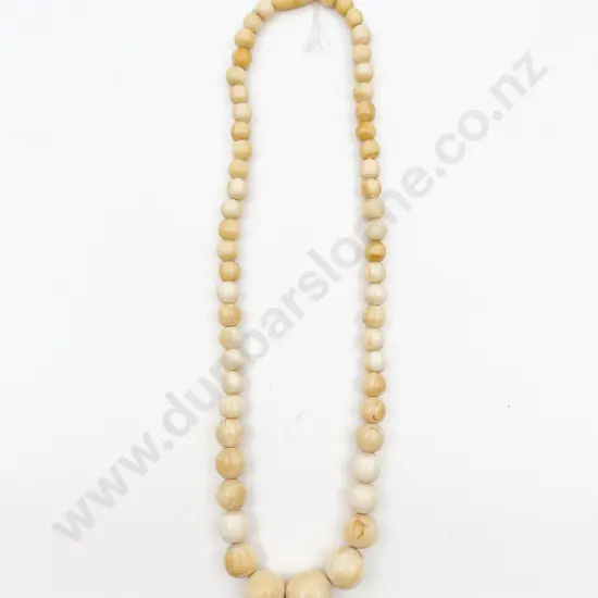Victorian Single Strand Graduated Ivory Bead Necklace
