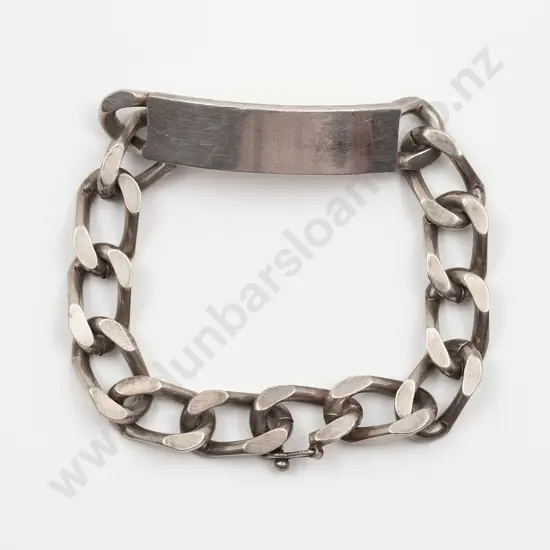 Germany .835 Silver Heavy Curb Link Bracelet