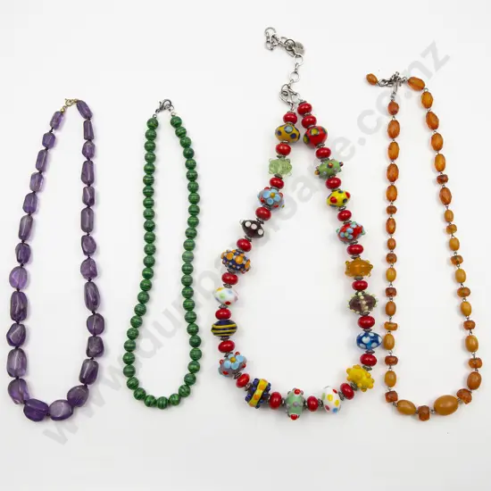 Four Bead Necklaces of malachite