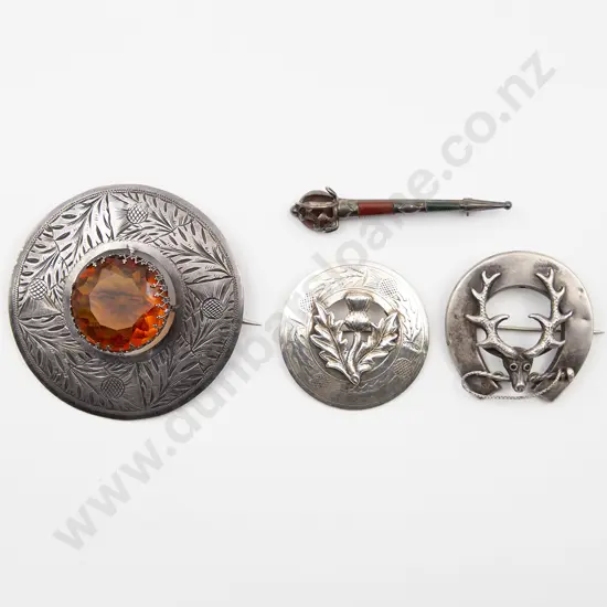 Four Various Scottish kilt Brooches
