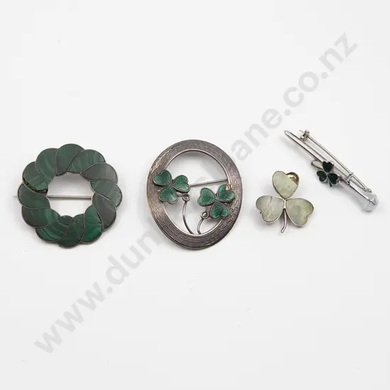 Four Irish Shamrock Brooches