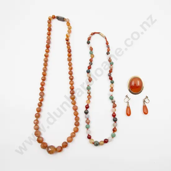 Victorian Single Strand Graduated Carnelian Bead Necklace