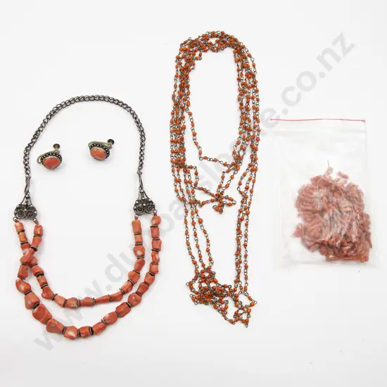 Vintage Pink Coral and SIlver Necklace