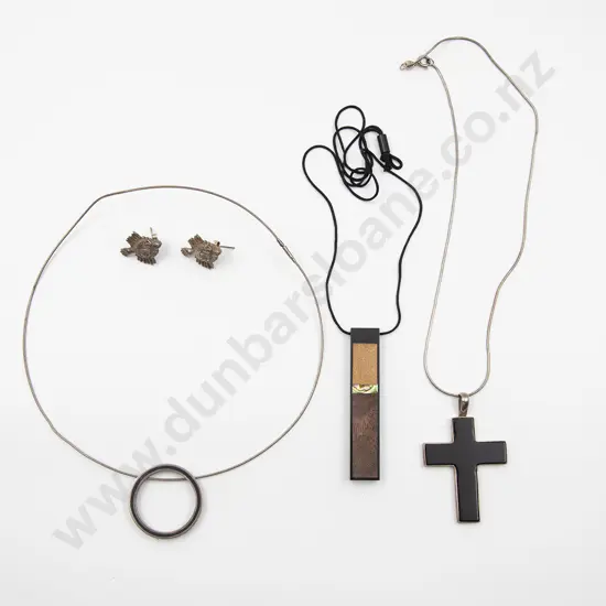 Silver and Black Enamelled Cross Pendant