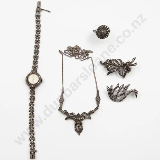 Collection Vintage Sterling Silver and Marcasite Jewellery