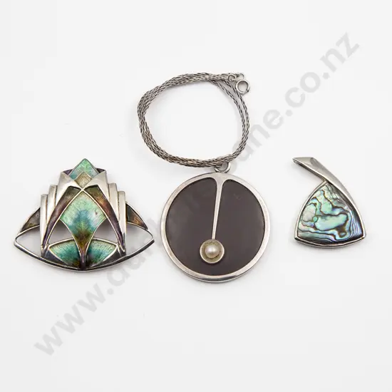 Three Modern Design Silver Pendants
