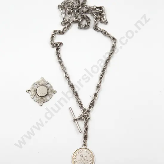 Edwardian S/S Rope and Trace Link Albert Chain