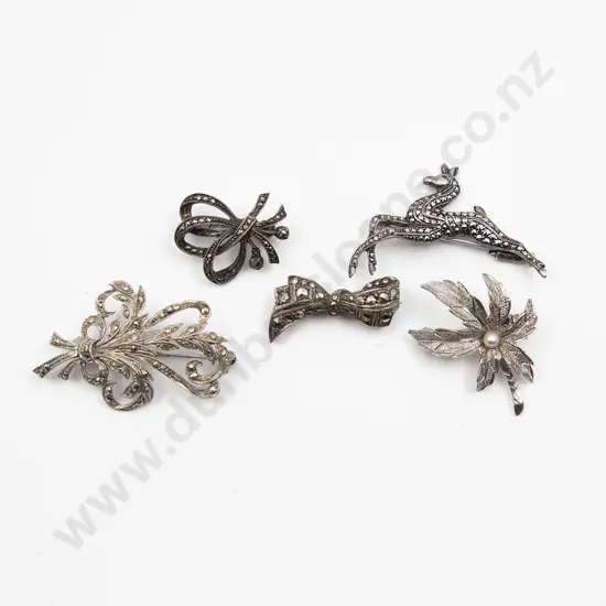 Five S/S and Marcasite Brooches