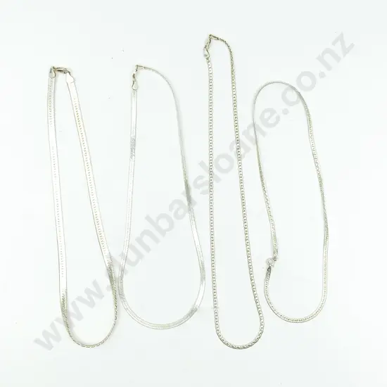 As New Four Silver Neck Chains