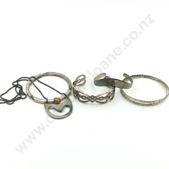 Four Assorted S/S Bracelets and Pendant