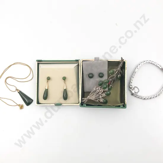 Pair Greenstone Pendant Earrings