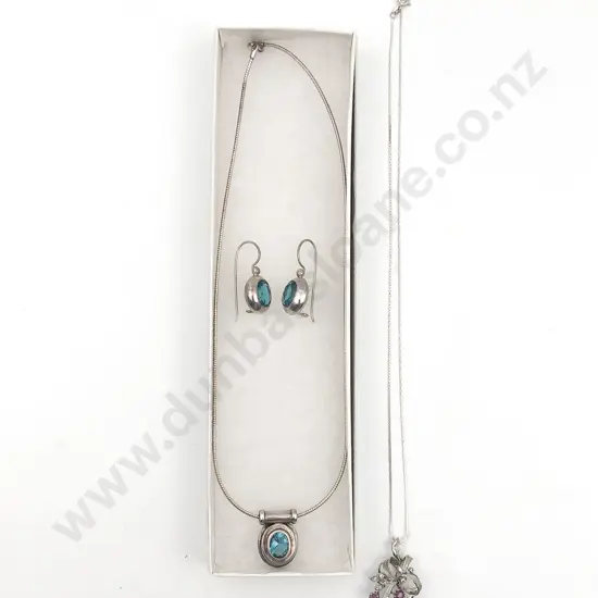 S/S Topaz Pendant with earrings