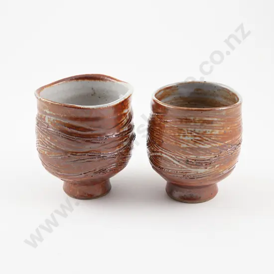Mirek Smisek Two Shino Glaze Yunomi