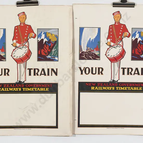 Two NZ Government Railways Timetable Display Panels