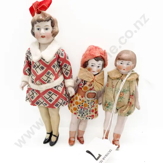 Three C1920's All Bisque Dolls House Dolls