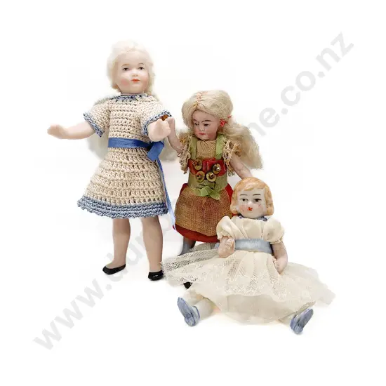Three Tiny All Bisque Dolls