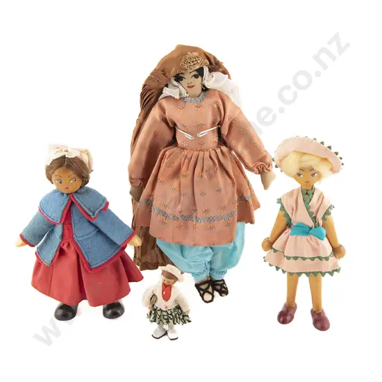 Mixed Lot of Wooden Dolls and Cloth