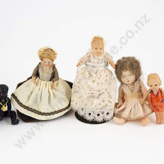 Five Celluloid Dolls House and Character Dolls