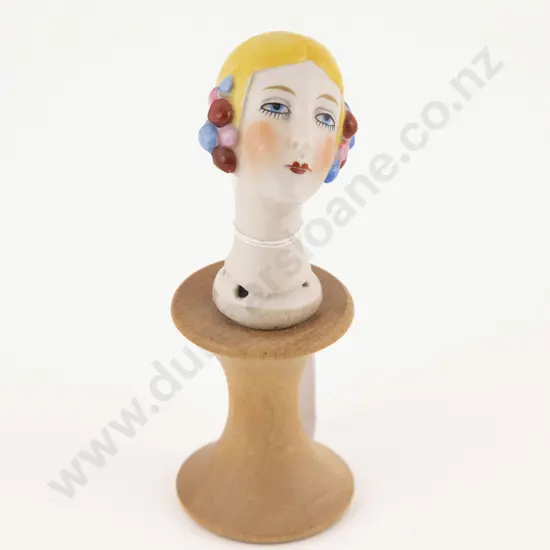 German Art Deco China Half Head Doll