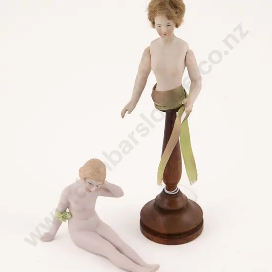 Two German Bisque Half Head Dolls