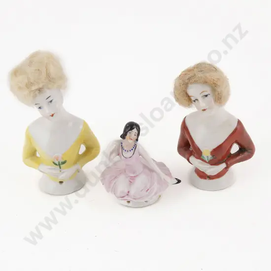 Three German China Half Head Dolls