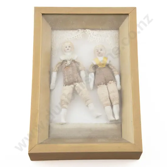 Two Small German China Shoulder Plate Dolls