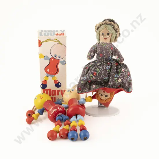 Two H E Ramsey & Co NZ Wooden Mary Lou Dolls