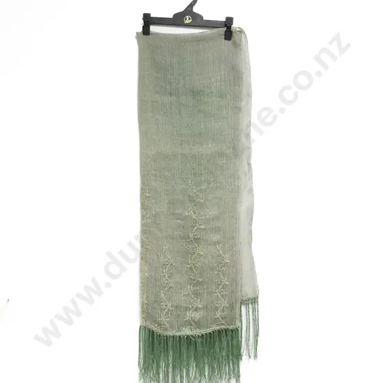 1920s Hand Embroidered Fine Hessian Shawl