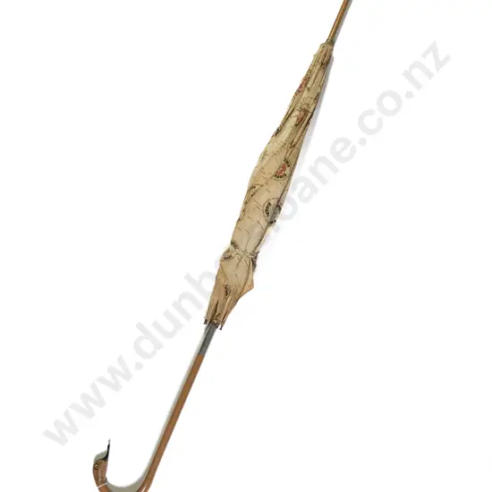 1920s Umbrella with Swan Handle Finial & Original Cotton Covering