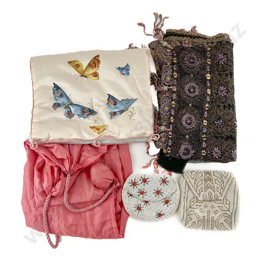 Painted Silk Handkerchief Case & Others