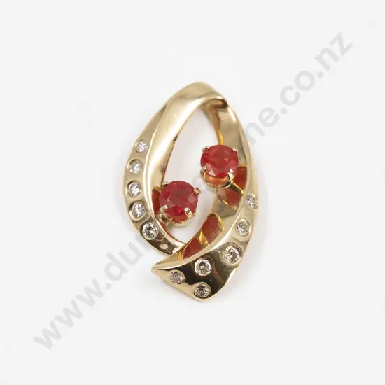 14ct Orange Sapphire and Diamond Pendant