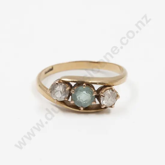 18ct Three Stone Topaz Paste and White Sapphire Ring