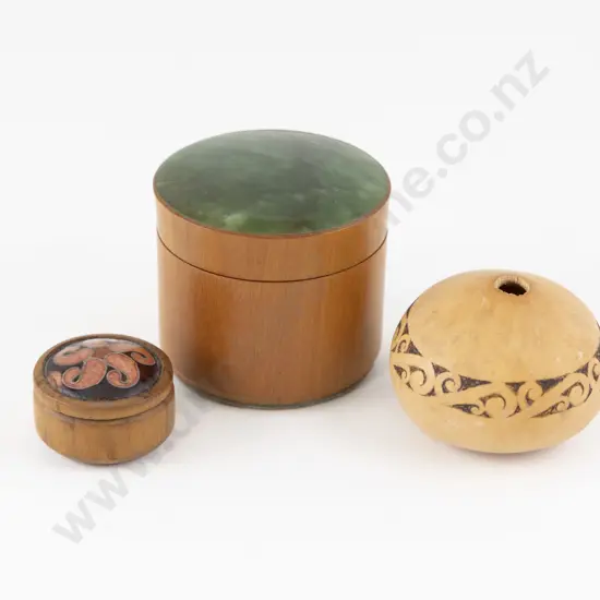Steve Anderson Hand Crafted Red Beech and Greenstone Covered Trinket Box