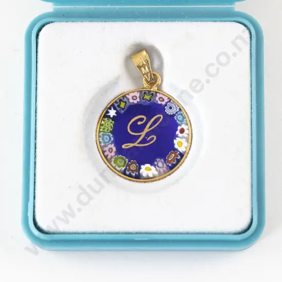 Boxed Murano Glass Initial 'L' Pendant