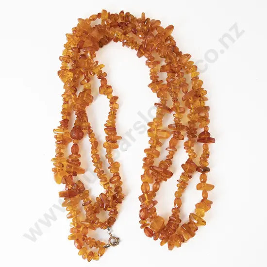 Double Strand Slightly Graduated Amber Bead Necklace