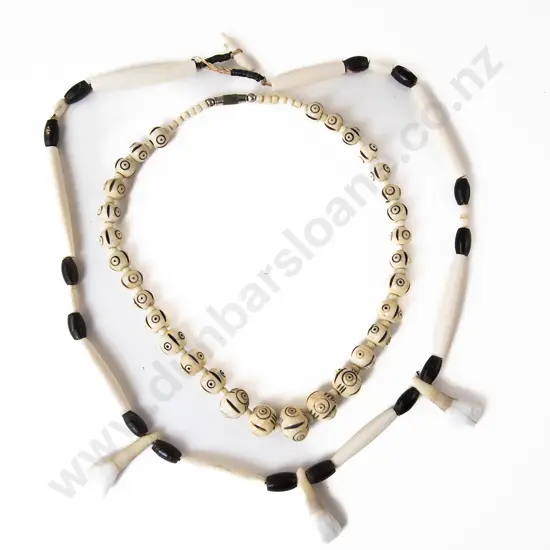 Two Ethnic Bone Bead Necklaces