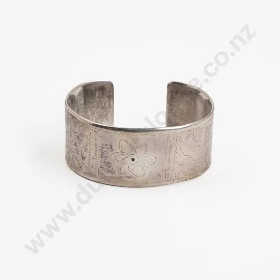Antique Silver Ethic Design Cuff Bracelet