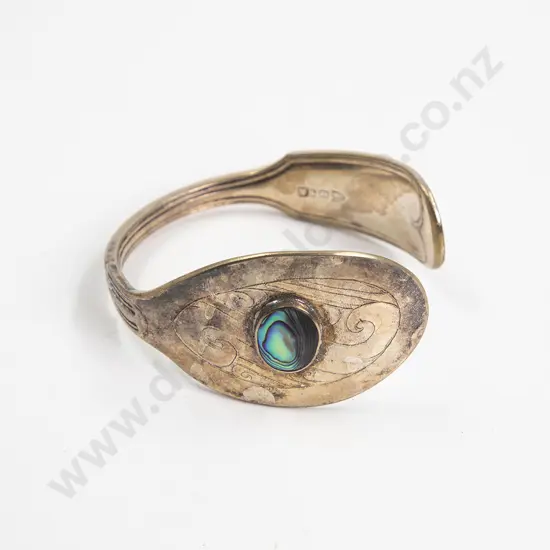 S/Plated and Paua Cuff Bangle