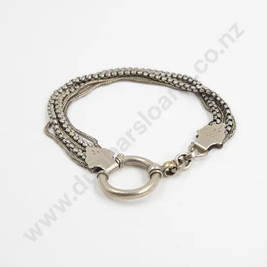 Victorian Silver Plate Multi Fancy Link Watch Fob as Bracelet