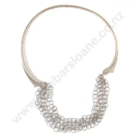 Ethnic Design White Metal Choker Collar