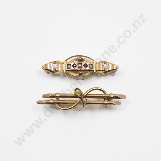 Two Victorian 9ct Bar Brooches